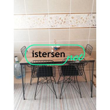 Trendy Assel Mercan 4 Kişilik Yemek Masası Takımı