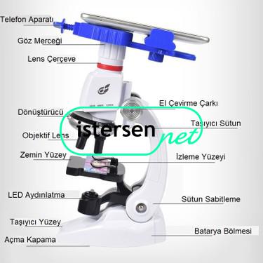 Triline 1200X Mobil Uyumlu Eğitici Mikroskop Seti